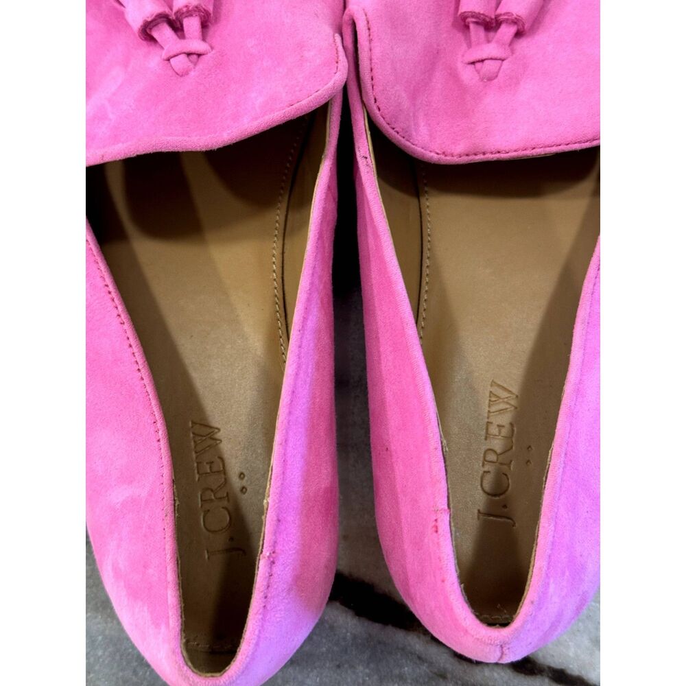 J. Crew Bright Pink Suede Loafers w/ Tassels EUC Size 9.5 / classic / preppy / - Picture 7 of 11